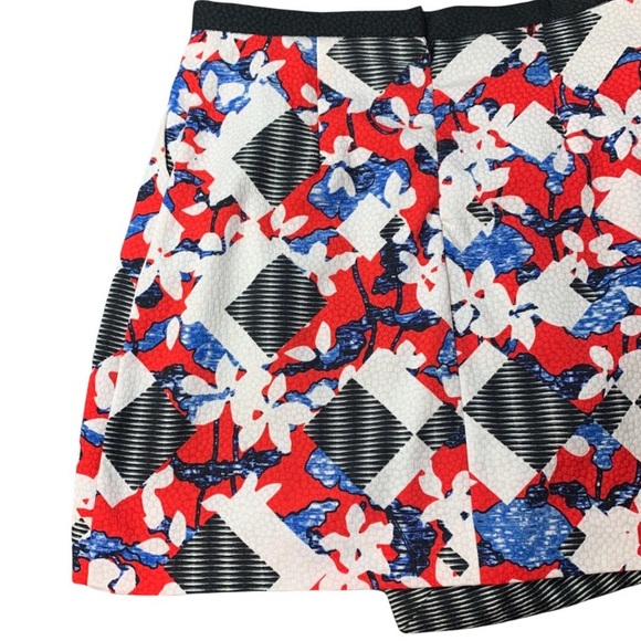 Peter Pilotto x Target Collaboration Red Floral/Check Print Mini Skirt | Size 4 - Picture 11 of 14